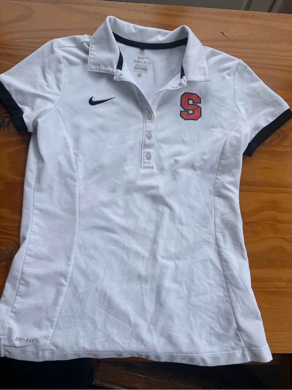 Nike White Dri-FIT Polo with Black Trim